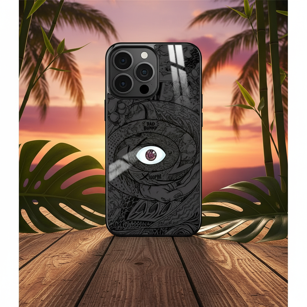 Funda mirror real con fondo tropical-rústico