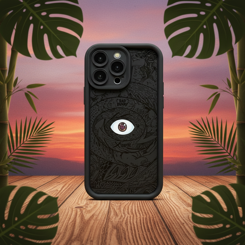 Funda X100PRE con fondo tropical-rústico