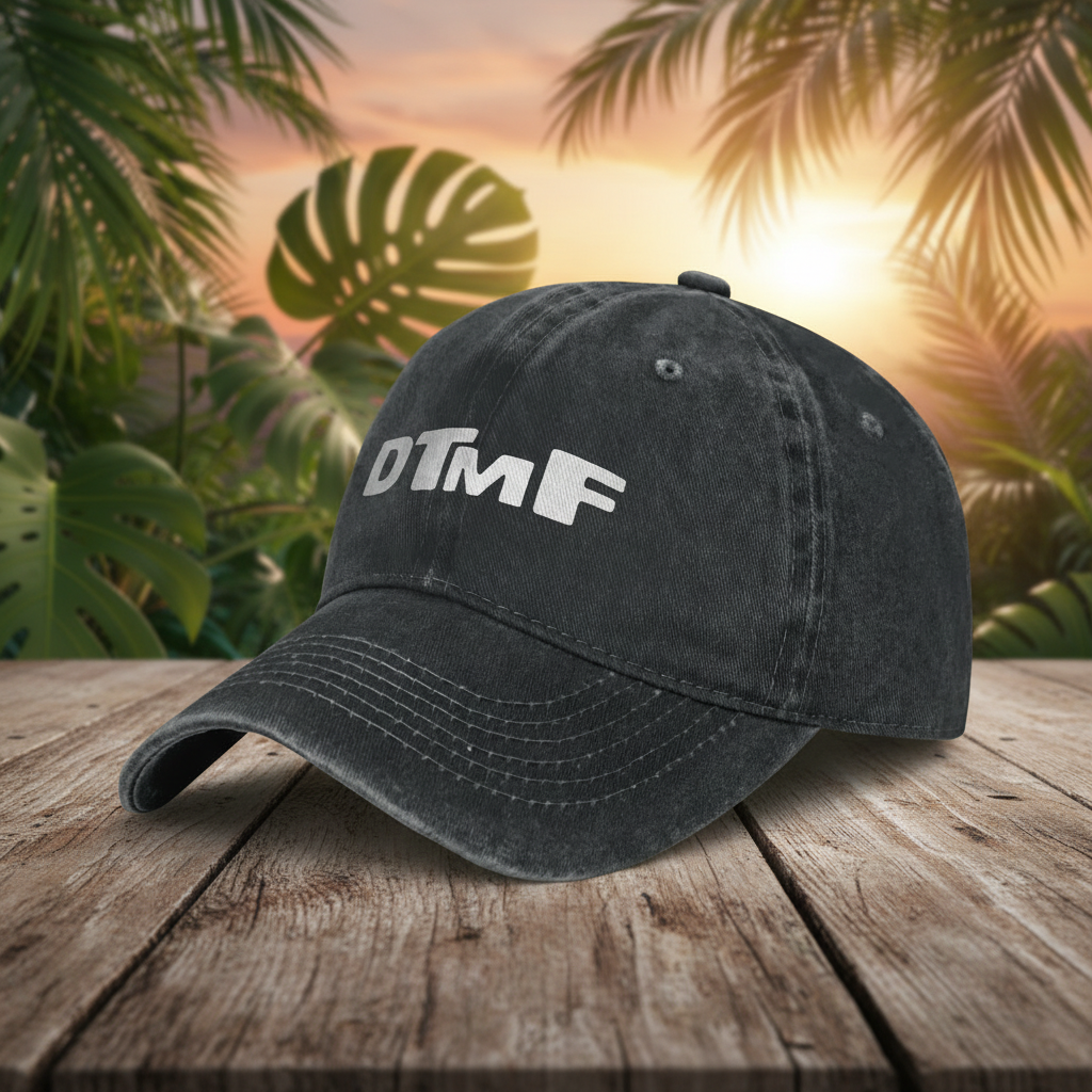 Gorra negra - fondo tropical