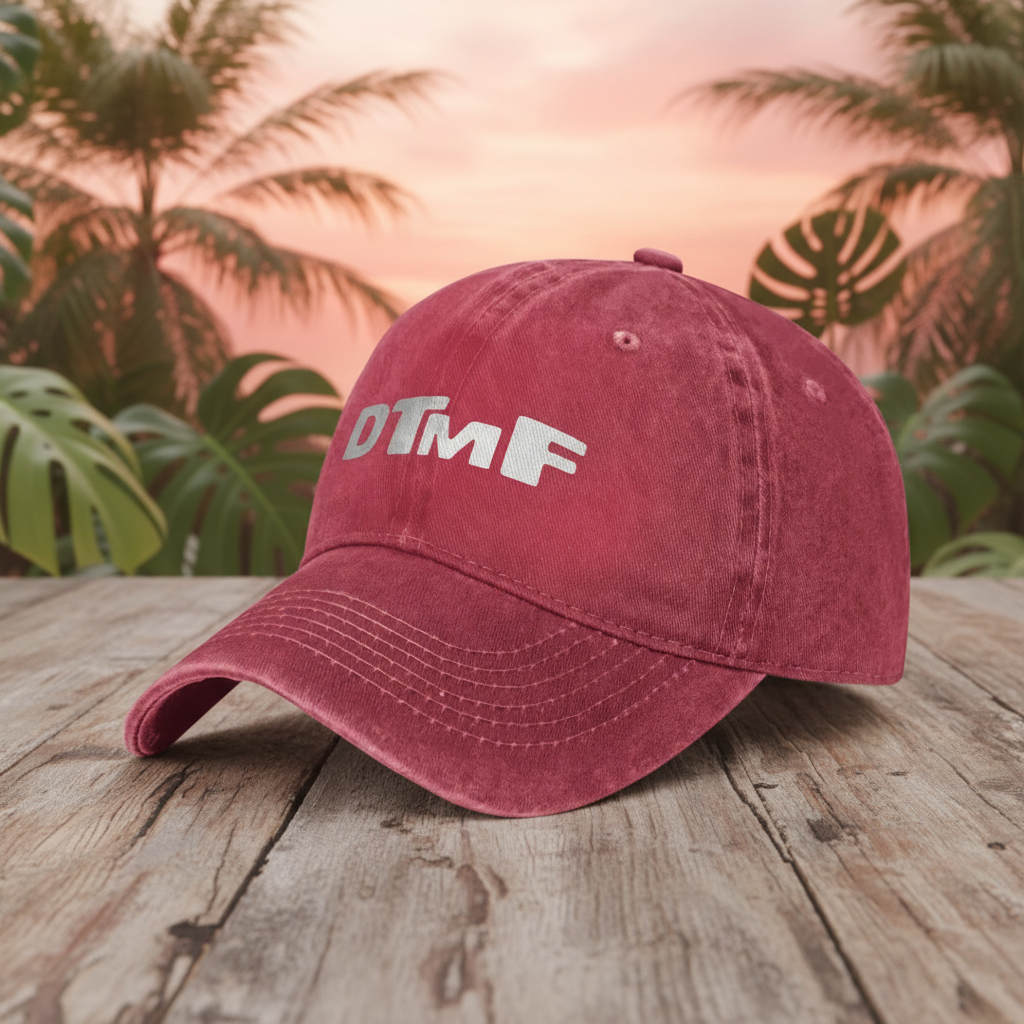 Gorra roja - fondo tropical