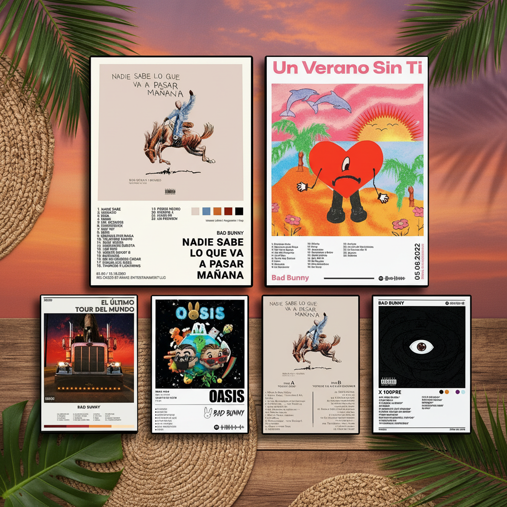 Pósters álbumes con fondo tropical-rústico